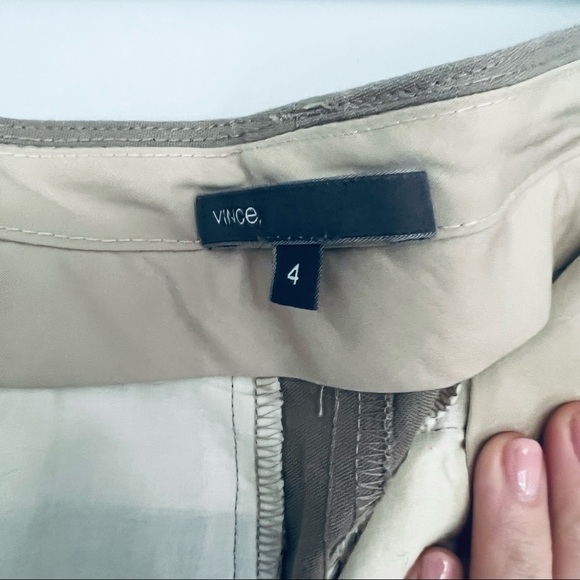 Vince Linen Khaki Straight Leg Professional Pants Size 4 - Picture 9 of 11